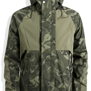 Veste Homme Camouflage Vert à Capuche et Fermeture Éclair