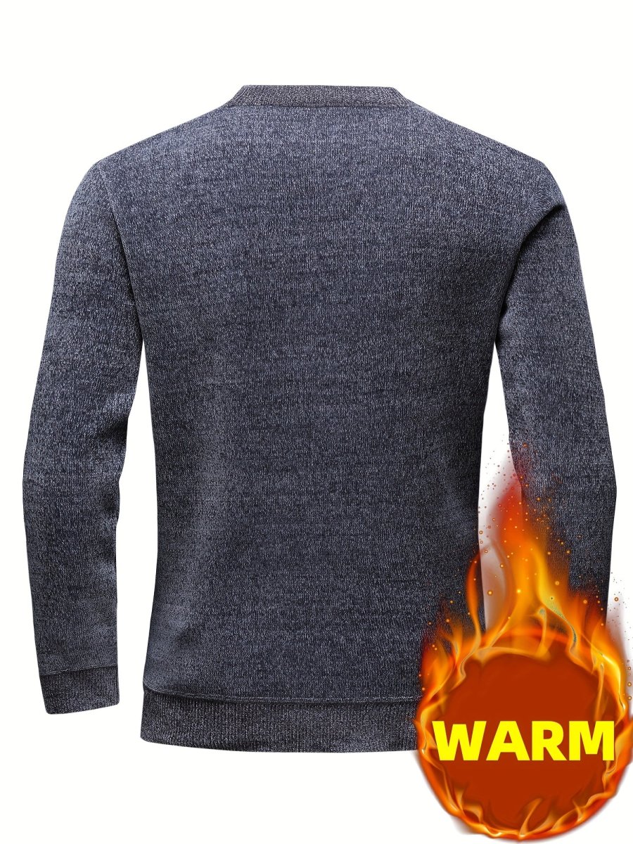 Pull Homme Col Rond Tricoté Maille Texturée Rayures Poitrine Manches Longues - Imagen 6
