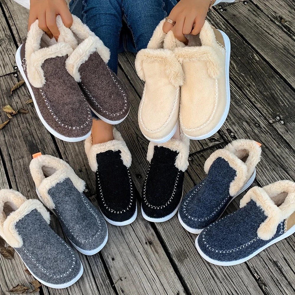 Chaussons montants doublés en fourrure pour femme, style mocassin, diverses couleurs - Imagen 7
