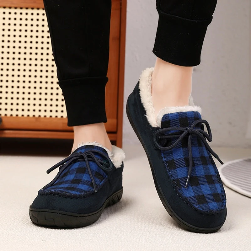 Mocassins Chaussons Doublés à Carreaux Marron pour Homme - Imagen 6