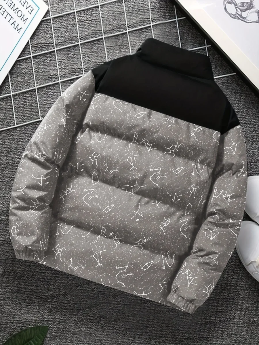 Doudoune matelassée col montant à motif constellation imprimé bicolore pour homme - Imagen 9