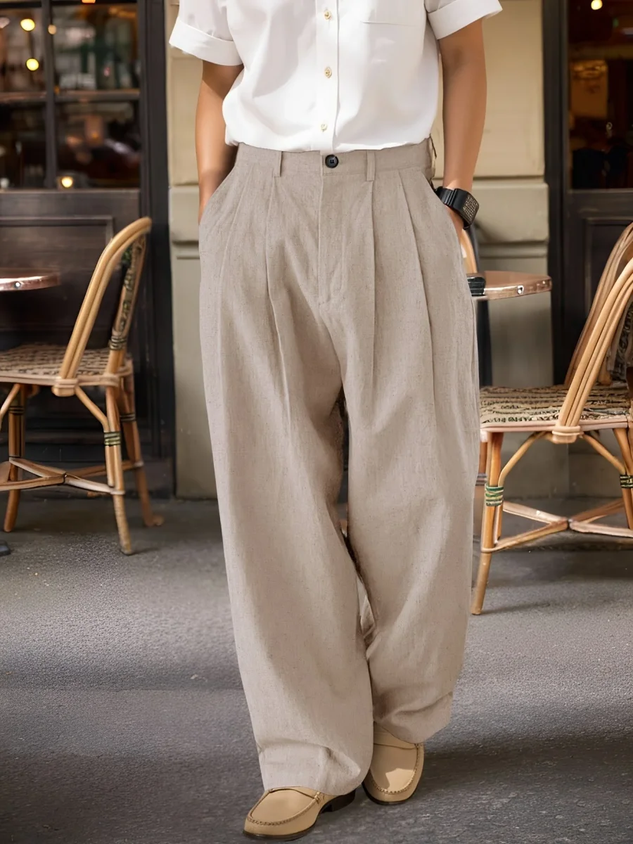 Pantalon large homme style vintage élégant pour look urbain moderne - Imagen 4