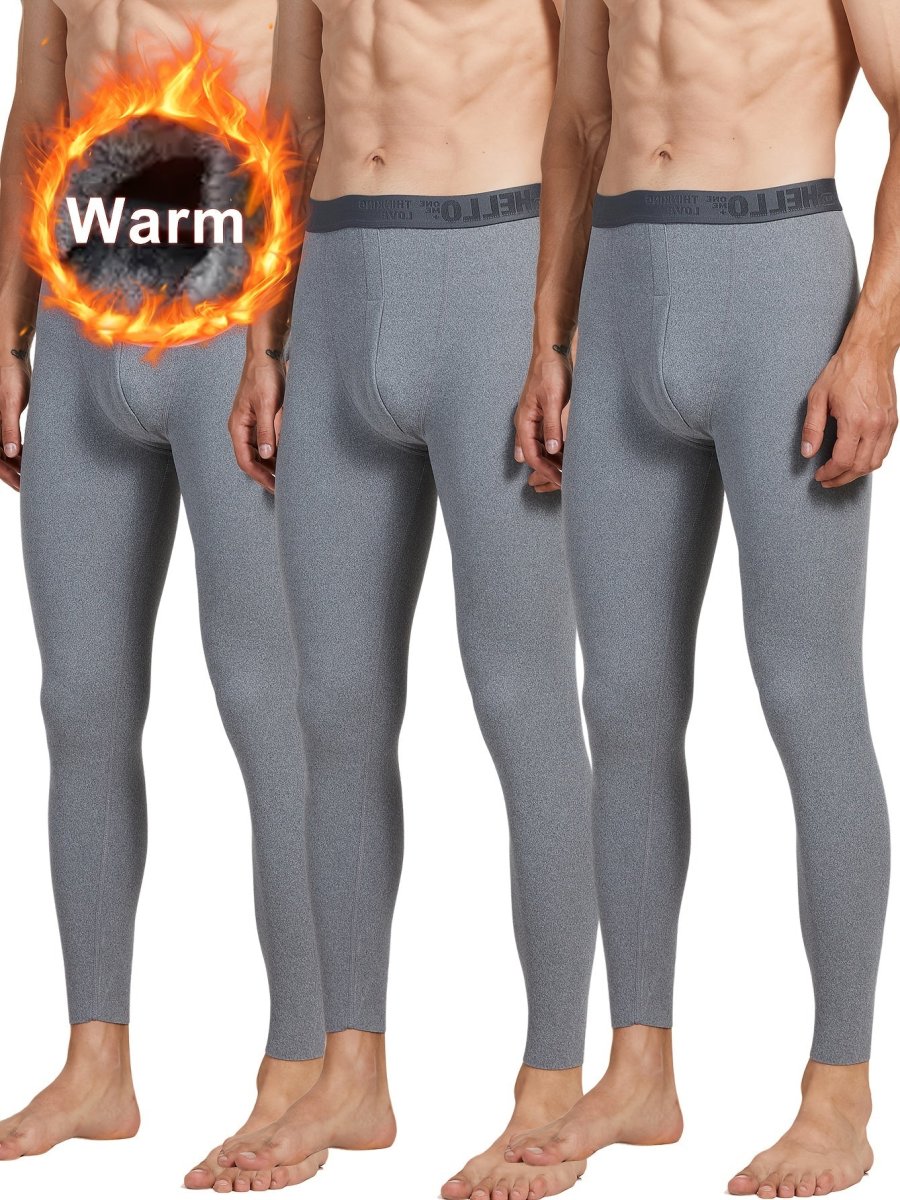 Lot de 3 caleçons longs thermiques pour homme – Bas de sous-vêtement chaud, couleur unie - Imagen 3