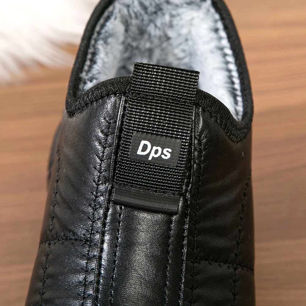 Chaussons Homme Doublés Chaussures Simples à Enfiler Hiver Noir - Imagen 7