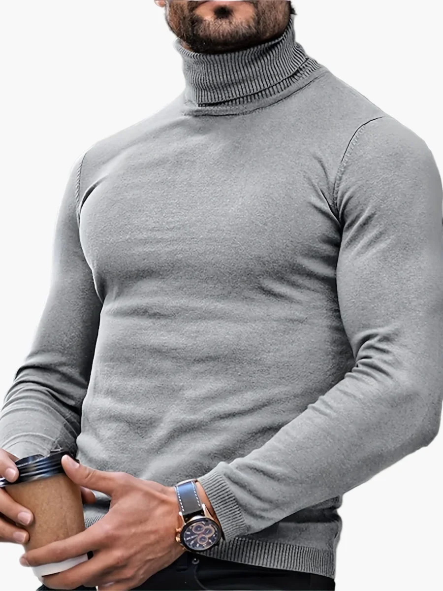 Pull col roulé homme style moderne élégant casual pour automne et hiver - Imagen 4