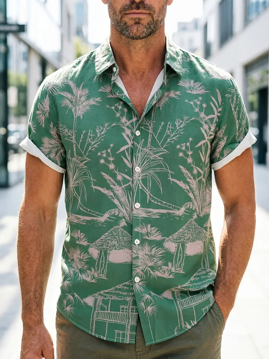 Chemise Resort à Manches Courtes pour Homme Style Graphique Urbain Vacances
