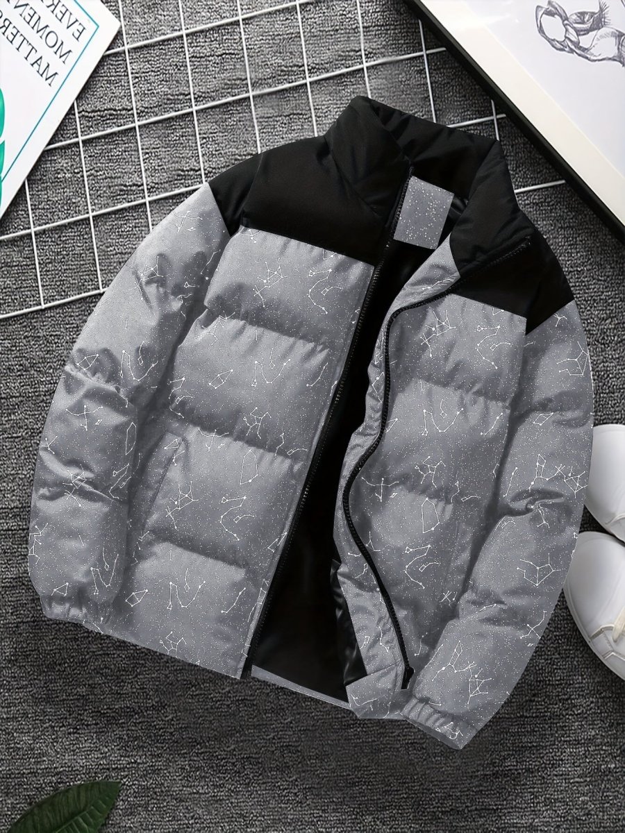 Doudoune matelassée col montant à motif constellation imprimé bicolore pour homme - Imagen 4