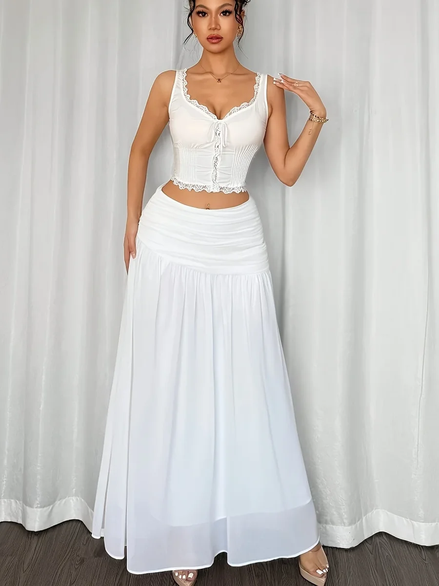 Jupe longue de plage drapée style bohème pour femme – Élégante et fluide, idéale vacances et soirées d'été - Imagen 5