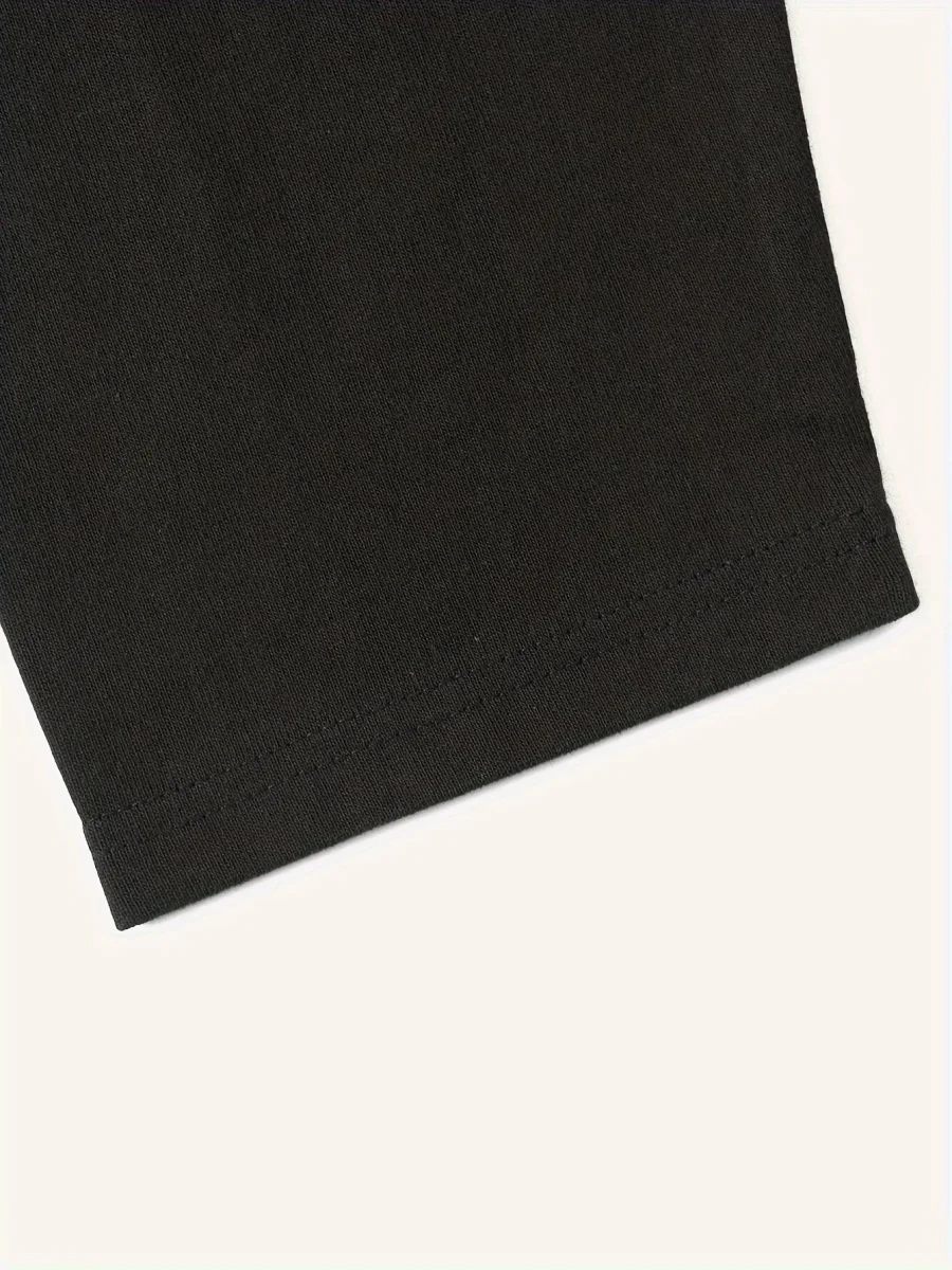 T-shirt Homme Manches Longues Uni Col Rond Ample Noir ou Blanc - Imagen 8