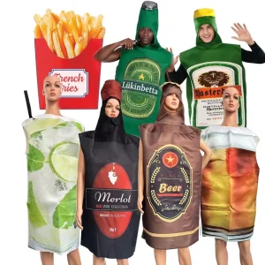 Déguisement Adulte Humour Nourriture Boisson Frites Bière Vin Mojito