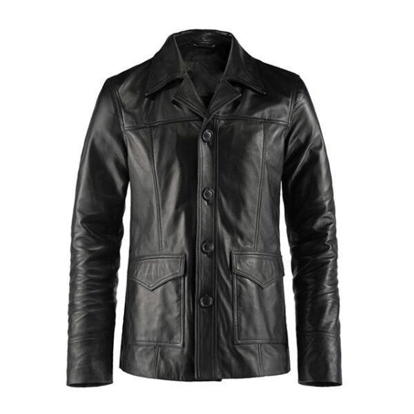 Blazer de piel de oveja para hombre de Agent 47 - Imagen 6