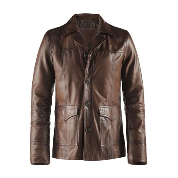 Blazer de piel de oveja para hombre de Agent 47 - Imagen 3