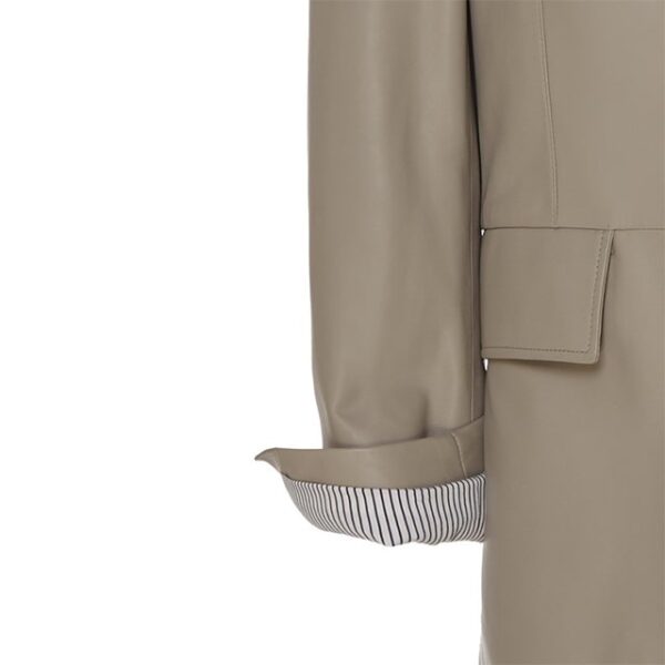 Elegante vestido tipo blazer de piel auténtica gris de corte holgado, de la década de 1980. - Imagen 6