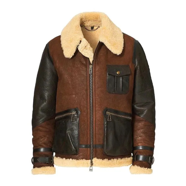 Chaqueta de aviador Astell B3 de piel de oveja para hombre - Imagen 2