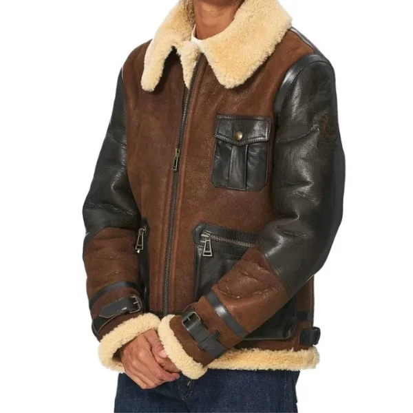 Chaqueta de aviador Astell B3 de piel de oveja para hombre - Imagen 3