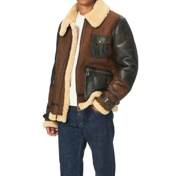 Chaqueta de aviador Astell B3 de piel de oveja para hombre - Imagen 6