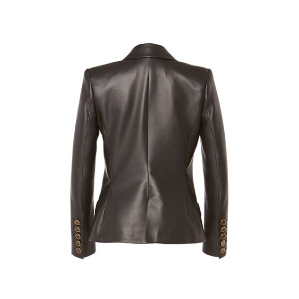 Blazer cruzado de piel auténtica con botones exóticos. - Imagen 3