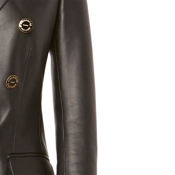 Blazer cruzado de piel auténtica con botones exóticos. - Imagen 4