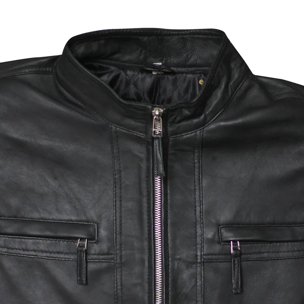 Chaleco de motociclista de cuero negro auténtico de alta calidad para hombre - Imagen 3