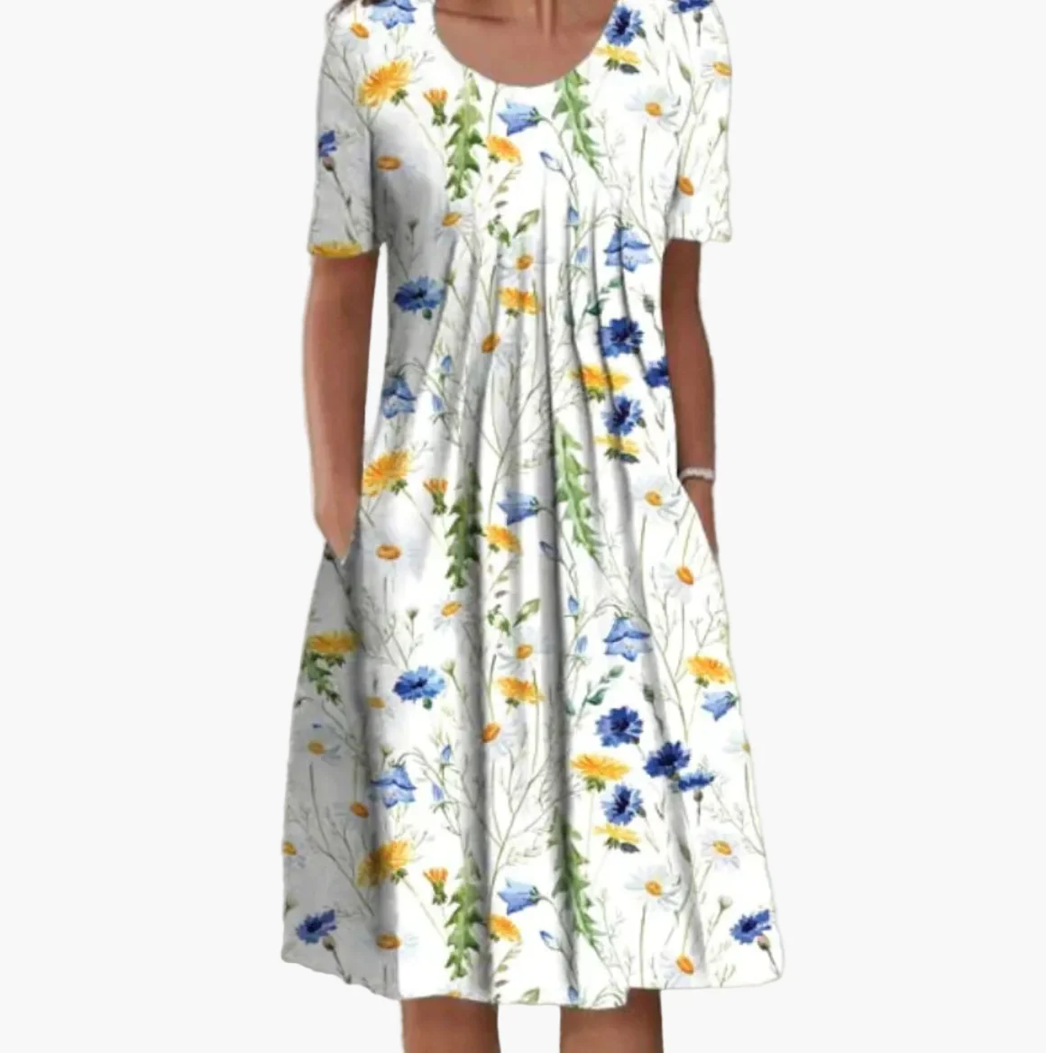 Robe d'été femme coupe midi à imprimé floral, style décontracté et élégant pour occasions estivales - Imagen 5