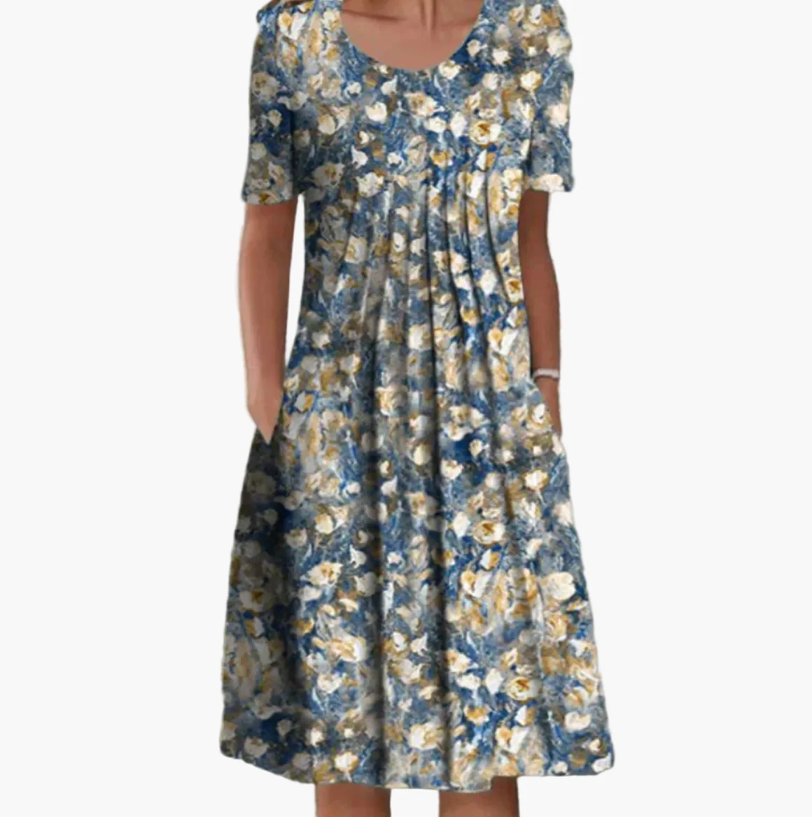 Robe d'été femme coupe midi à imprimé floral, style décontracté et élégant pour occasions estivales - Imagen 6