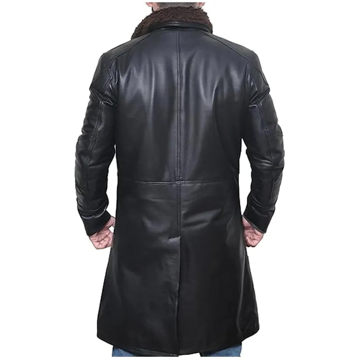Gabardina de piel de oveja auténtica para hombre - Imagen 3