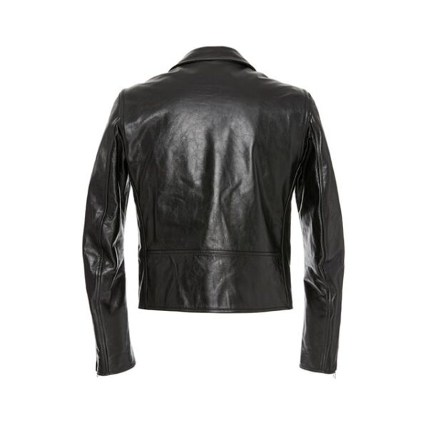 Chaqueta de motorista de cuero auténtico negro - Imagen 3