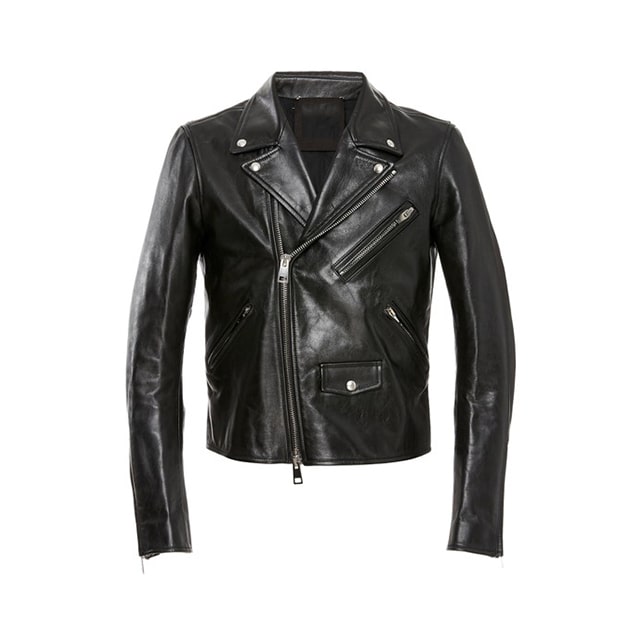 Chaqueta de motorista de cuero auténtico negro