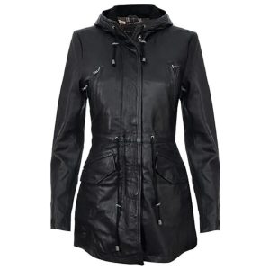Parka negra con capucha desmontable