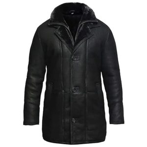 gabardina de piel de oveja negra