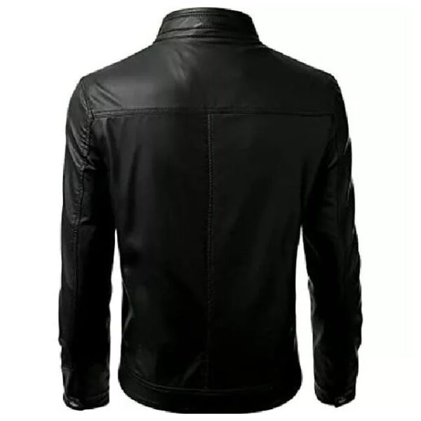 Elegante chaqueta negra de cuero genuino para hombre. - Imagen 3