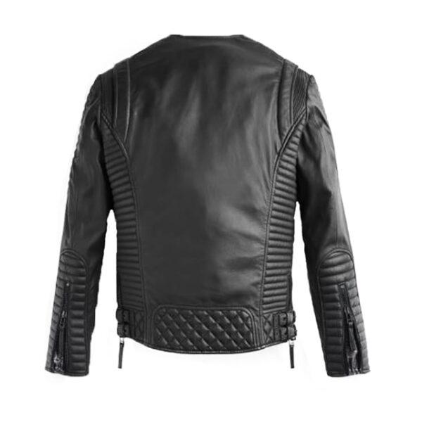 Elegante chaqueta acolchada de cuero genuino negro - Imagen 3