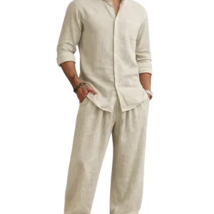 Elegante juego de ropa de cama de lino, ligero y transpirable