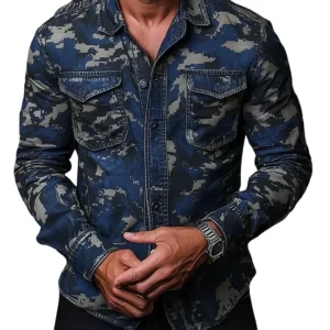 Camisa elegante de camuflaje para hombre