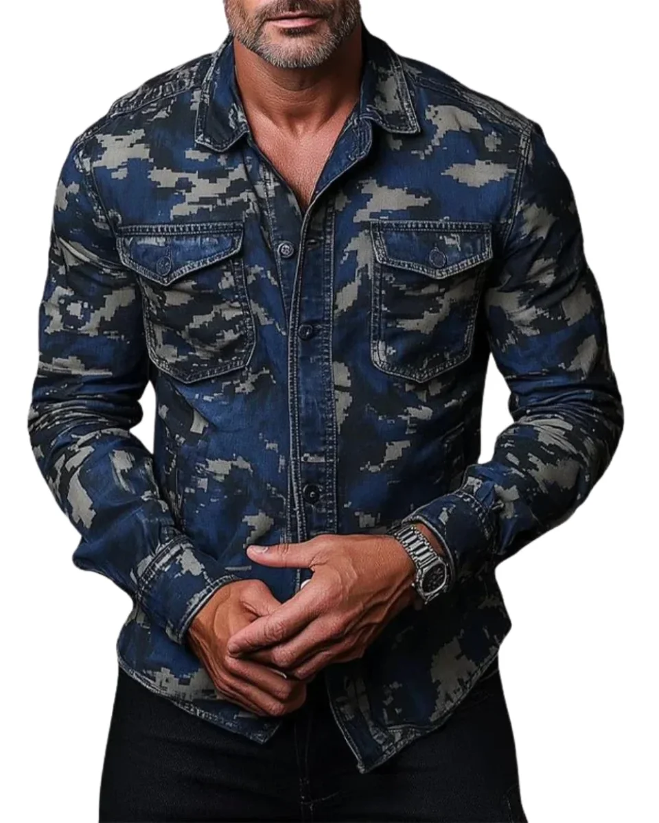 Camisa elegante de camuflaje para hombre - Imagen 2