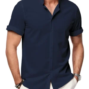 Elegante camisa de lino de manga corta