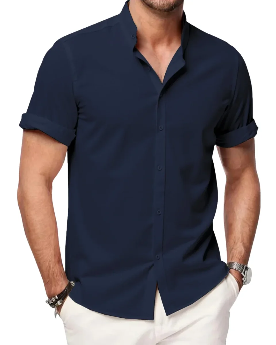 Elegante camisa de lino de manga corta - Imagen 2