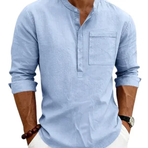 Camisa informal de lino para hombre
