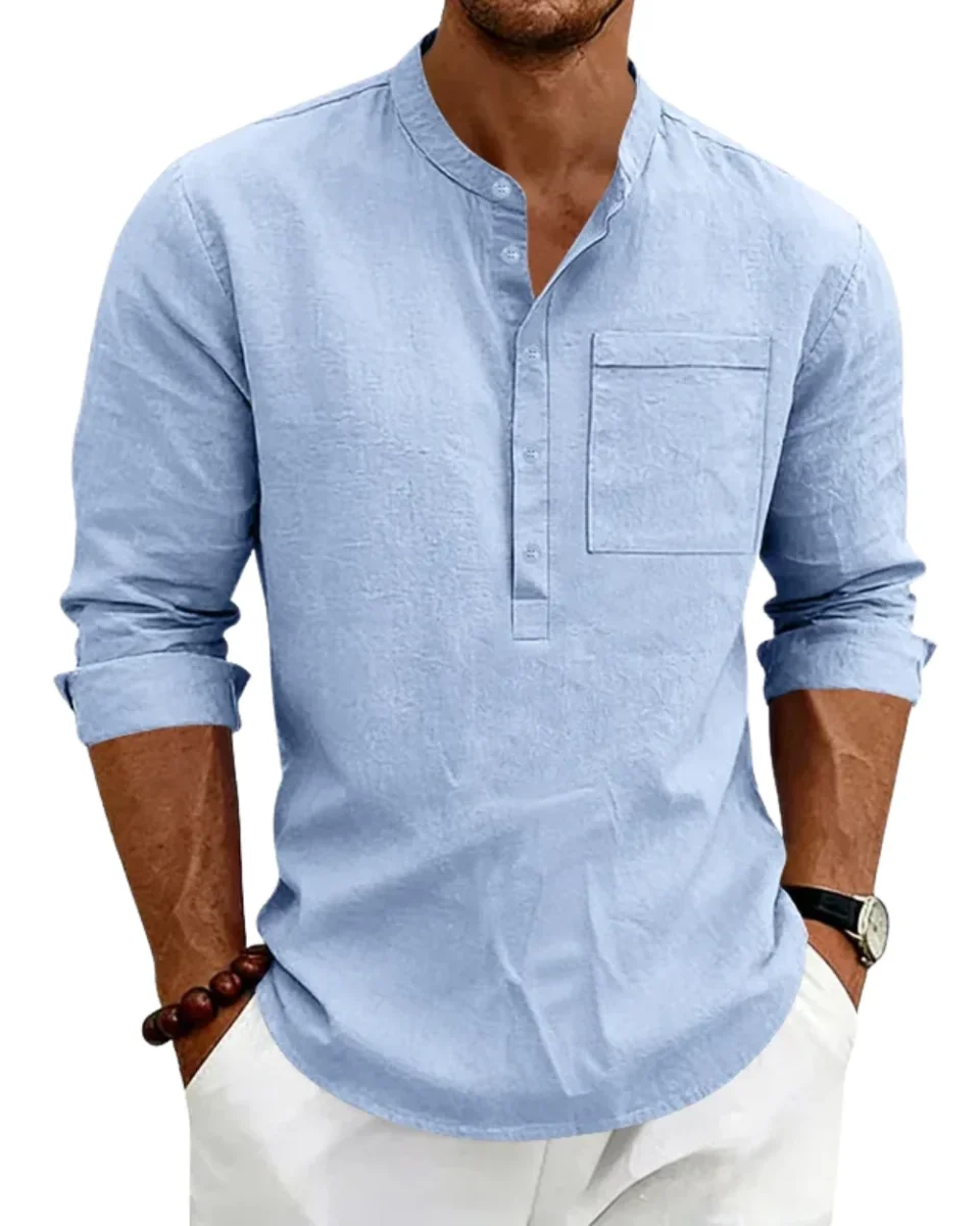 Camisa informal de lino para hombre - Imagen 2