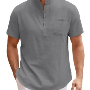 Elegante camisa Henley de lino