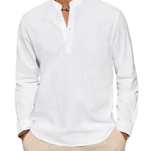 Elegante camiseta Henley de algodón