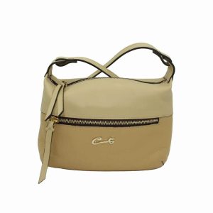 Bolso Bandolera con Bolsillo en la Delantera y Color Beige