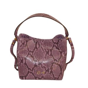 Bolso Cuadrado de Piel Grabado Serpiente en Color Lila