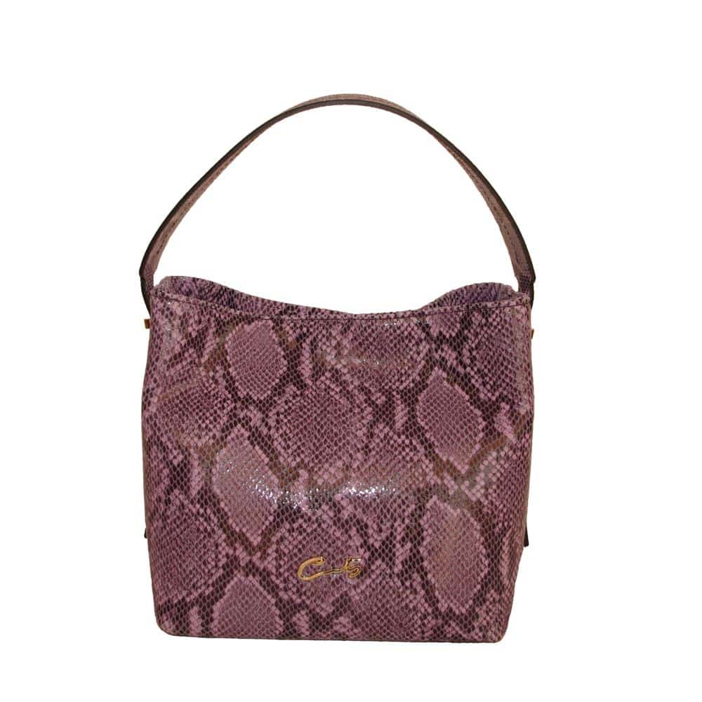 Bolso Cuadrado de Piel Grabado Serpiente en Color Lila - Imagen 5