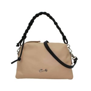 Bolso Cubito de Piel Lisa con Asa Trenzada
