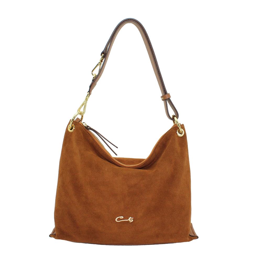 Bolso Hobo en Afelpado con Asa de Dos Posiciones