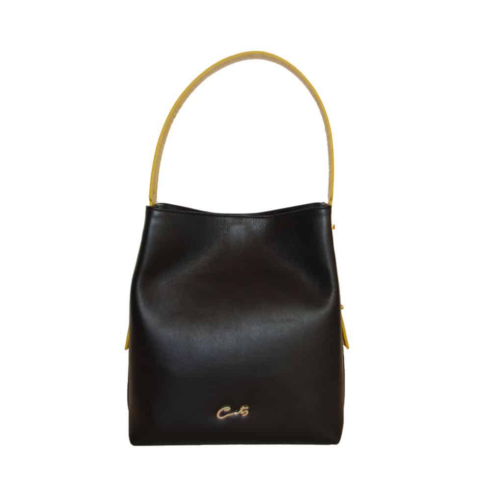 Bolso Hobo Negro con Asa Combinada - Imagen 2