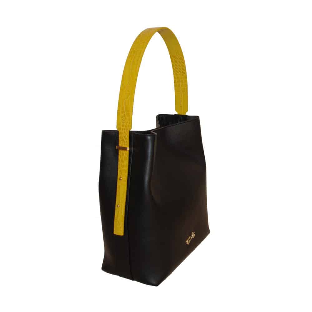 Bolso Hobo Negro con Asa Combinada - Imagen 3