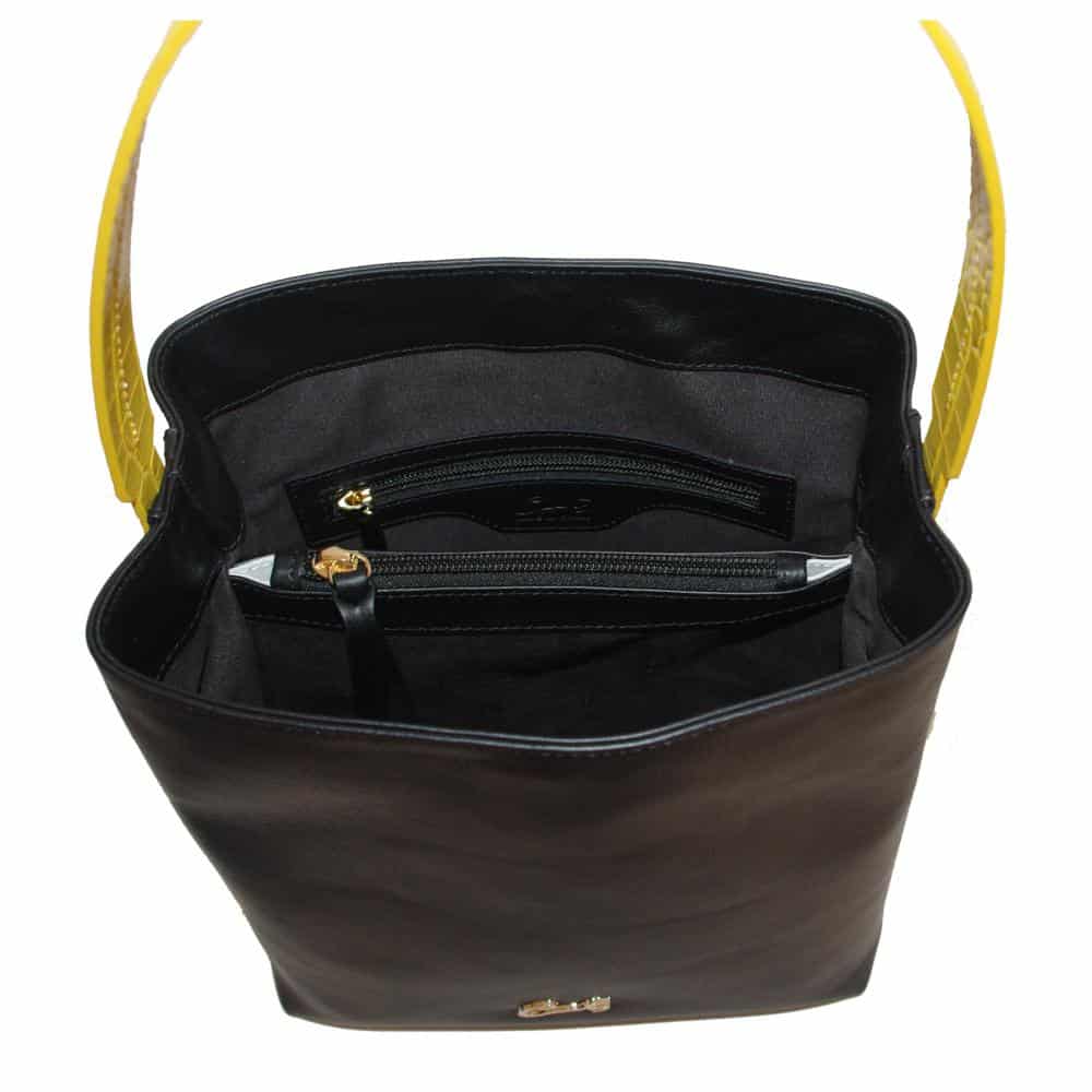 Bolso Hobo Negro con Asa Combinada - Imagen 4