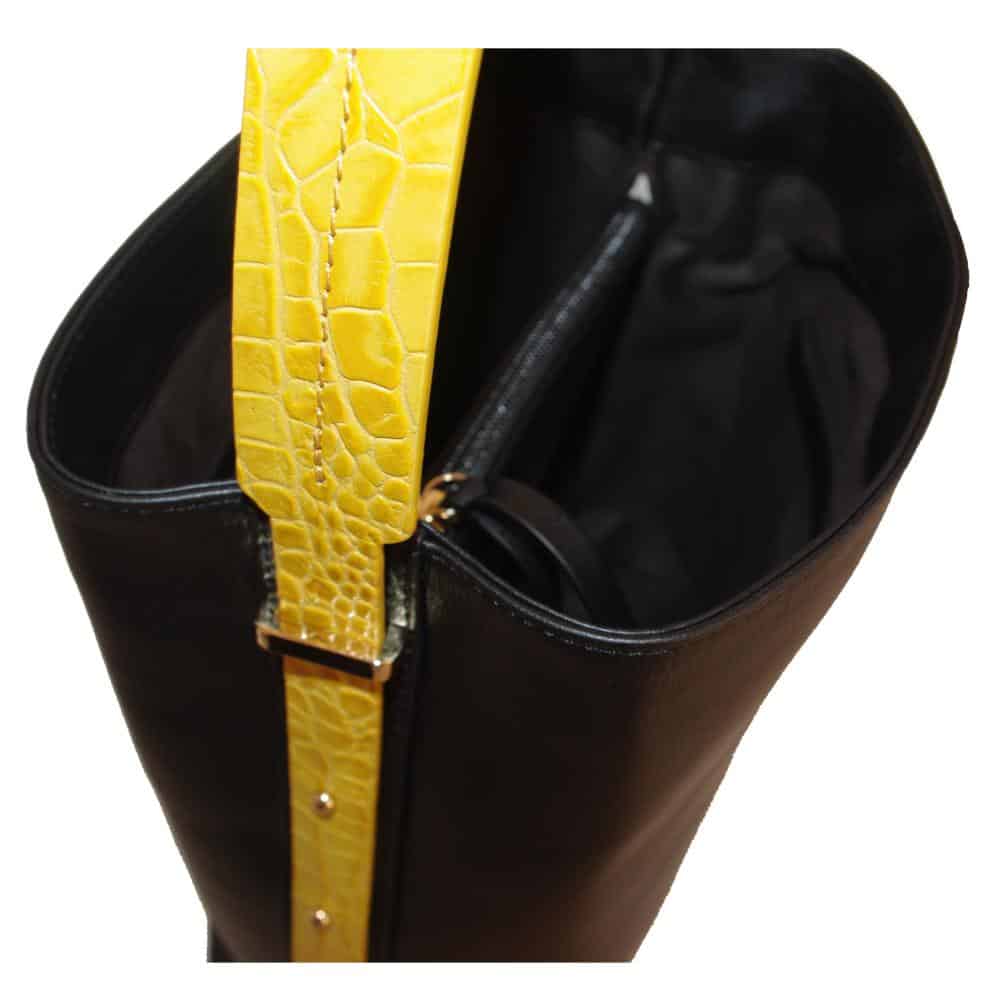 Bolso Hobo Negro con Asa Combinada - Imagen 5